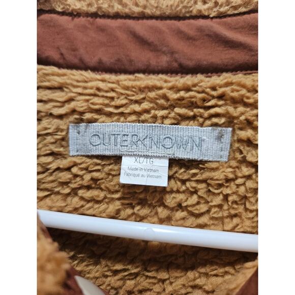 Outerknown Sherpa Fleece Jacket Brown Snap Chest Pockets Teddy Shacket XL Men's - Picture 2 of 6